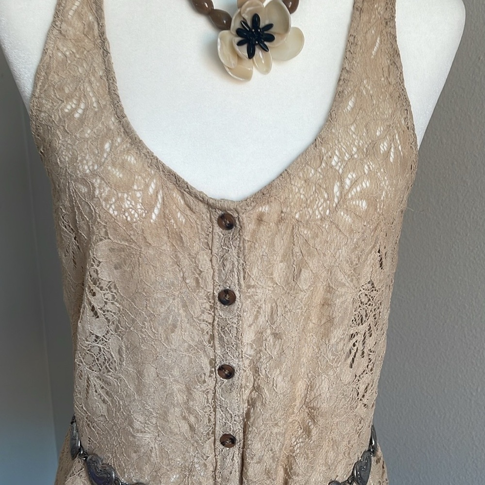 Vintage Volcom Lace Tan Top Size L - Picture 2 of 5